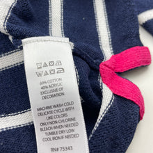 Load image into Gallery viewer, Girls Shrinking Violet, navy &amp; white knitted cardigan, wash fade, small marks, FUC, size 5,  