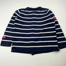 Load image into Gallery viewer, Girls Shrinking Violet, navy &amp; white knitted cardigan, wash fade, small marks, FUC, size 5,  