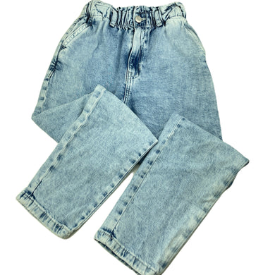 Girls H&M, relaxed fit high waist stretch denim pants, elasticated, Inside leg: 55.5cm, GUC, size 10,  