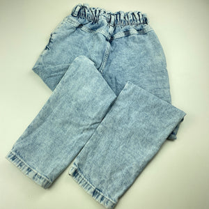 Girls H&M, relaxed fit high waist stretch denim pants, elasticated, Inside leg: 55.5cm, GUC, size 10,  