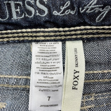 Load image into Gallery viewer, Girls Guess, dark stretch denim jeans, Inside leg: 60cm, W: 29.5cm across, GUC, size 7,  