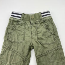 Load image into Gallery viewer, Boys Nutmeg, lined khaki cotton pants, elasticated, Inside leg: 33cm, GUC, size 2,  