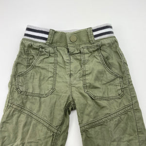 Boys Nutmeg, lined khaki cotton pants, elasticated, Inside leg: 33cm, GUC, size 2,  