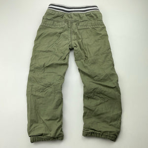 Boys Nutmeg, lined khaki cotton pants, elasticated, Inside leg: 33cm, GUC, size 2,  