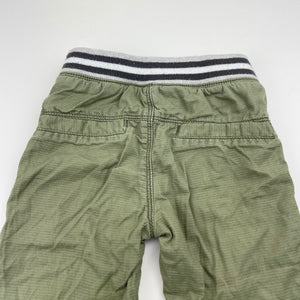 Boys Nutmeg, lined khaki cotton pants, elasticated, Inside leg: 33cm, GUC, size 2,  