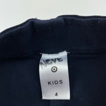 Load image into Gallery viewer, Girls Target, navy stretchy pants, elasticated, Inside leg: 39.5cm, GUC, size 4,  