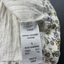 Load image into Gallery viewer, Girls Dymples, floral tunic top, L: 33cm, EUC, size 1,  