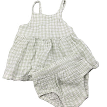 Load image into Gallery viewer, Girls Anko, green &amp; white crinkle cotton summer top &amp; bloomers, GUC, size 000,  