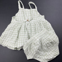 Load image into Gallery viewer, Girls Anko, green &amp; white crinkle cotton summer top &amp; bloomers, GUC, size 000,  