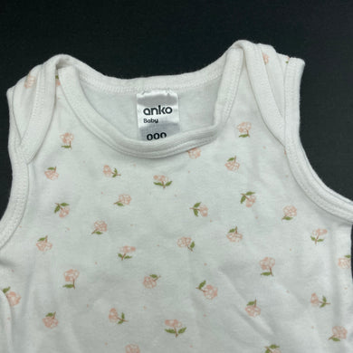 Girls Anko, floral cotton bodysuit / romper, GUC, size 000,  