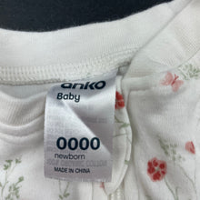 Load image into Gallery viewer, Girls Anko, floral organic cotton zip coverall / romper, GUC, size 0000,  