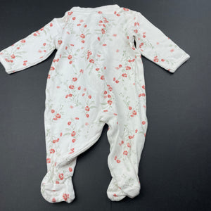 Girls Anko, floral organic cotton zip coverall / romper, GUC, size 0000,  