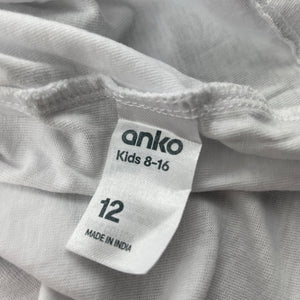 Girls Anko, white cotton t-shirt / top, FUC, size 12,  