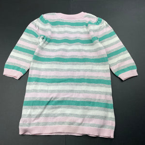 Girls Sprout, striped knitted cotton long sleeve dress, GUC, size 1, L: 44cm