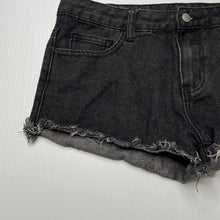 Load image into Gallery viewer, Girls SHEIN, dark stretch denim shorts, W: 36.5cm across, GUC, size 12-14,  