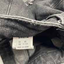 Load image into Gallery viewer, Girls SHEIN, dark stretch denim shorts, W: 36.5cm across, GUC, size 12-14,  