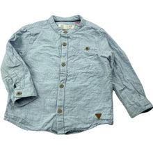 Load image into Gallery viewer, Boys Zara, blue cotton collarless long sleeve shirt, GUC, size 1,  