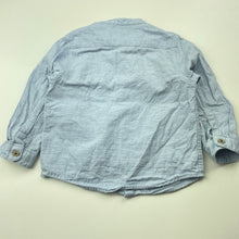 Load image into Gallery viewer, Boys Zara, blue cotton collarless long sleeve shirt, GUC, size 1,  