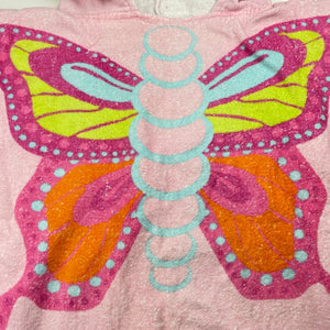 Girls pink, floral cotton hooded towel, butterfly, L: 55cm, FUC, size 4-6,  