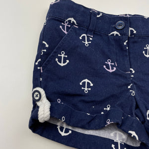 Boys JANIE AND JACK, navy cotton nautical shorts, adjustable, GUC, size 2,  