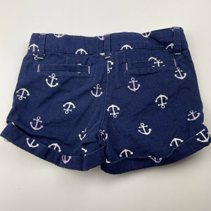 Boys JANIE AND JACK, navy cotton nautical shorts, adjustable, GUC, size 2,  