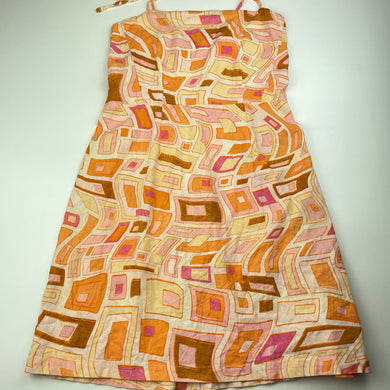 Girls Ghanda, linen / viscose blend summer dress, Sz: S, armpit to armpit: 34cm unstretched, GUC, size 14-16, L: 74cm