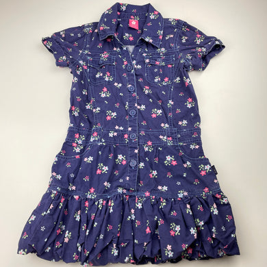 Girls Pumpkin Patch, floral cotton bubble shirt dress, GUC, size 6, L: 55cm