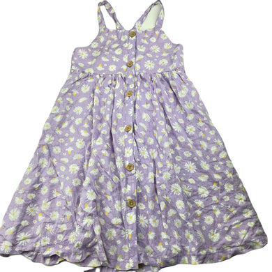 Girls KID, floral linen / viscose summer dress, GUC, size 6, L: 65cm