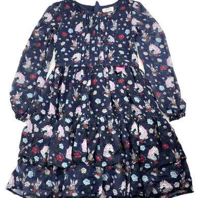 Girls Tutus & Tambourines, lined lightweight long sleeve dress, unicorns, GUC, size 10, L: 72cm