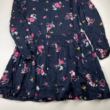 Load image into Gallery viewer, Girls Clothing &amp; Co, navy viscose floral long sleeve dress, GUC, size 14, L: 75cm