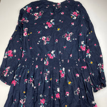Load image into Gallery viewer, Girls Clothing &amp; Co, navy viscose floral long sleeve dress, GUC, size 14, L: 75cm