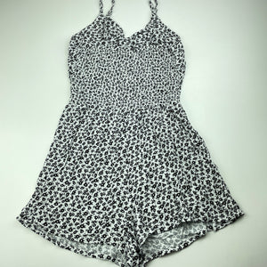 Girls Mango, black & white floral summer playsuit, GUC, size 12,  