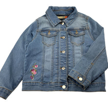 Load image into Gallery viewer, Girls Lily &amp; Dan, embroidered stretch denim jacket, GUC, size 5,  