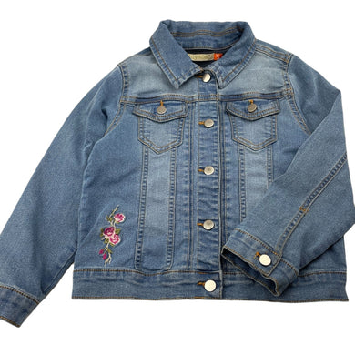 Girls Lily & Dan, embroidered stretch denim jacket, GUC, size 5,  