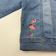 Load image into Gallery viewer, Girls Lily &amp; Dan, embroidered stretch denim jacket, GUC, size 5,  