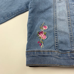 Girls Lily & Dan, embroidered stretch denim jacket, GUC, size 5,  