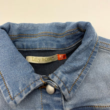 Load image into Gallery viewer, Girls Lily &amp; Dan, embroidered stretch denim jacket, GUC, size 5,  