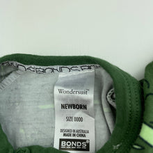 Load image into Gallery viewer, Boys Bonds, khaki zip wondersuit / zippy / romper, aeroplanes, EUC, size 0000,  