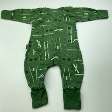 Load image into Gallery viewer, Boys Bonds, khaki zip wondersuit / zippy / romper, aeroplanes, EUC, size 0000,  