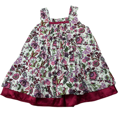 Girls Blue Sky, lined floral cotton dress, EUC, size 0, L: 40cm