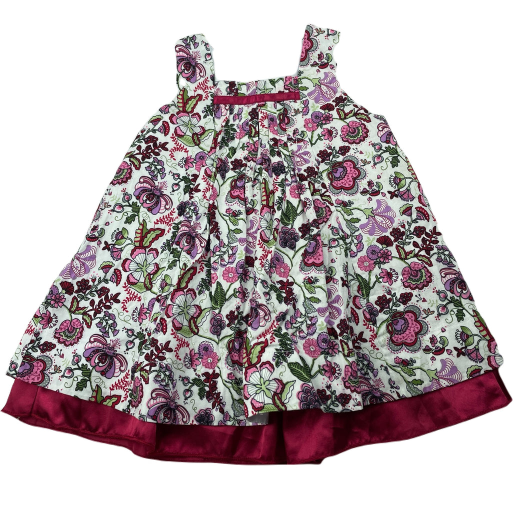 Girls Blue Sky, lined floral cotton dress, EUC, size 0, L: 40cm