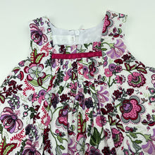 Load image into Gallery viewer, Girls Blue Sky, lined floral cotton dress, EUC, size 0, L: 40cm