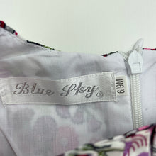 Load image into Gallery viewer, Girls Blue Sky, lined floral cotton dress, EUC, size 0, L: 40cm