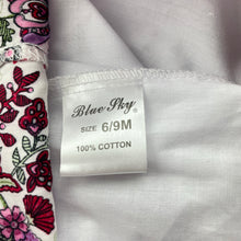 Load image into Gallery viewer, Girls Blue Sky, lined floral cotton dress, EUC, size 0, L: 40cm