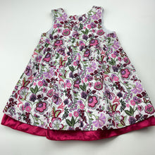 Load image into Gallery viewer, Girls Blue Sky, lined floral cotton dress, EUC, size 0, L: 40cm
