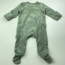 Load image into Gallery viewer, unisex Baby Berry, green velour coverall / romper, GUC, size 000,  