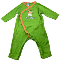Load image into Gallery viewer, unisex H&amp;T, green cotton romper, giraffe, GUC, size 00,  