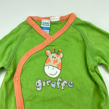 Load image into Gallery viewer, unisex H&amp;T, green cotton romper, giraffe, GUC, size 00,  