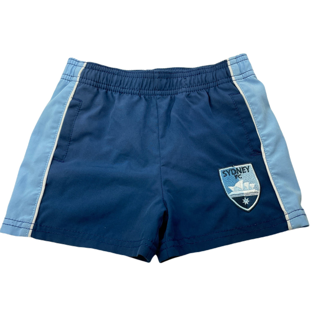 Boys Hyundai A League, Sydney FC football shorts, elasticated, FUC, size 1,  