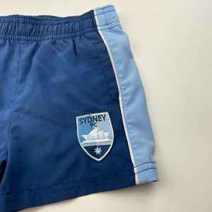 Boys Hyundai A League, Sydney FC football shorts, elasticated, FUC, size 1,  